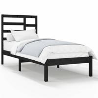 Bedframe massief hout zwart 100x200 cm - thumbnail
