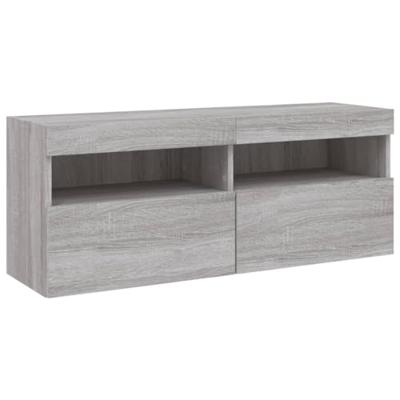 7-delige Tv-wandmeubelset met LED-verlichting grijs sonoma