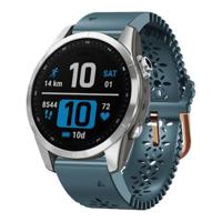 By Qubix - Flower siliconen bandje - Grijsblauw - Compatible met Garmin Fenix 7s/6s/5s / Instinct 2s / Epix Pro Gen 2 (42mm) - Compatible Garmin bandje - Bandbreedte: 20mm - thumbnail