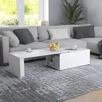 VidaXL Salontafel 150x50x35 cm bewerkt hout wit - thumbnail