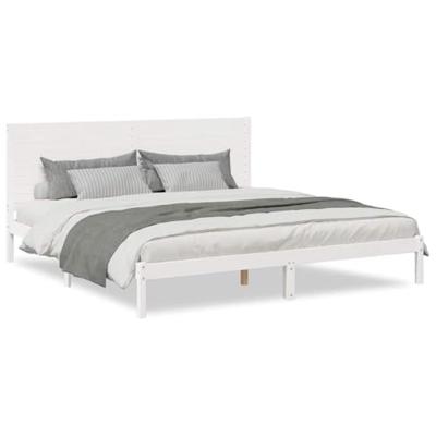 Bedframe extra lang zonder matras massief hout wit 200x220 cm
