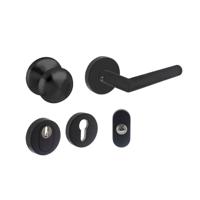 Intersteel Basis voordeurset veiligheidsbeslag skg3 rond rvs zwart met kerntrekbeveiliging - thumbnail