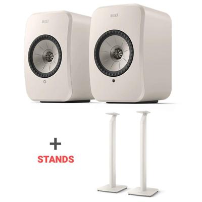 KEF Combi Deal LSX II LT+ S1 Floor Stands + C-Link interspeakerkabel 8 M - Wit