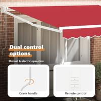 VidaXL Inklapbaar zonnescherm rood 350 x 250 cm polyester en aluminium - thumbnail