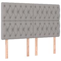 Boxspring met matras en LED stof lichtgrijs 140x200 cm - thumbnail