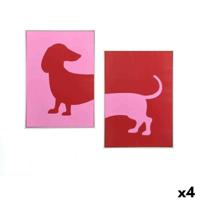 Canvas Gift Decor Rood Roze Hond 50 x 3 x 70 cm (4 Stuks) - thumbnail