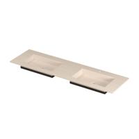 INK Post Wastafel keramische slab envelop bak dubbel 2 kraangaten 160x45x1 Travertin matt - thumbnail