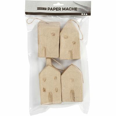 Creativ Company Huisjes van papiermache, 4st. - thumbnail