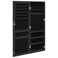 Sieradenkast met spiegel wandgemonteerd 37,5x10x106 cm zwart - thumbnail