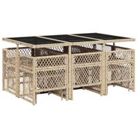 11-delige Tuinset met kussens poly rattan beige - thumbnail