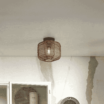 GOOD&MOJO Plafondlamp 'Tanami' Rotan, 25cm, kleur Naturel