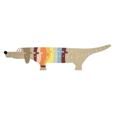 Small Foot - houten letter- en vormenpuzzel hond, 26st.