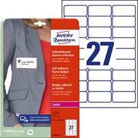 Avery-Zweckform L4784-20 Naametiketten 63.5 x 29.6 mm Acetaatzijde Wit 540 stuk(s) Weer verwijderbaar Laser (kleur), Laser (zwart/wit), Handschriften - thumbnail