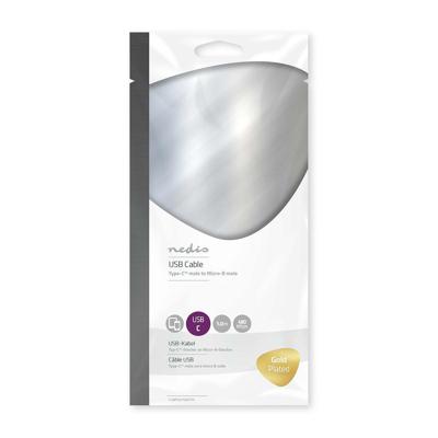 Kabel USB 2.0 | Type-C male - Micro-B male | 1,0 m | Antraciet