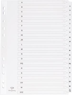 Pergamy tabbladen met indexblad, ft A4, 11-gaatsperforatie, A-Z met 20 tabs