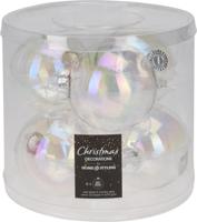 Kerstbal 80mm iriserend koker a 6 glas - thumbnail