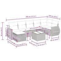 8-delige Loungeset met kussens poly rattan bruin - thumbnail