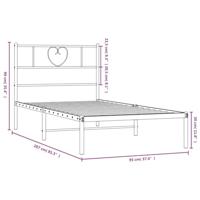 Bedframe met hoofdbord metaal wit 90x200 cm - thumbnail