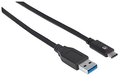 Manhattan USB-kabel USB 3.2 Gen1 (USB 3.0 / USB 3.1 Gen1) USB-A stekker, USB-C stekker 1.00 m Zwart UL gecertificeerd 353373