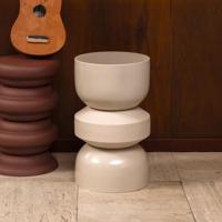 Dutchbone Bijzettafel/Kruk 'Apollo' kleur Beige - thumbnail