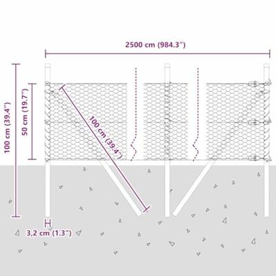 VidaXL Afrasteringspaal zilver 25 x 0,5 m (25 mm gaas) staal