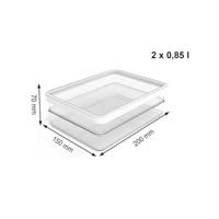 Rotho LOFT Vleeswarendoos 20x15x7 cm 2x0.85L Wit/Transparant - thumbnail