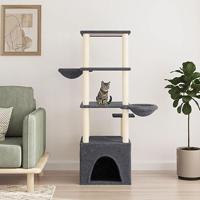 VidaXL Kattenmeubel met sisal krabpalen 147 cm donkergrijs - thumbnail