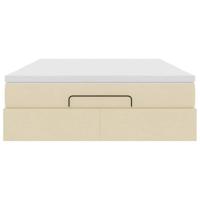Ottoman bed met matras 140x200cm stof crèmekleurig - thumbnail