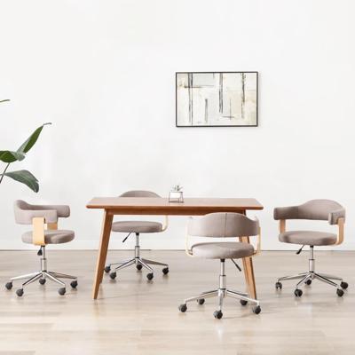 Eetkamerstoelen 4 st draaibaar gebogen hout en stof taupe