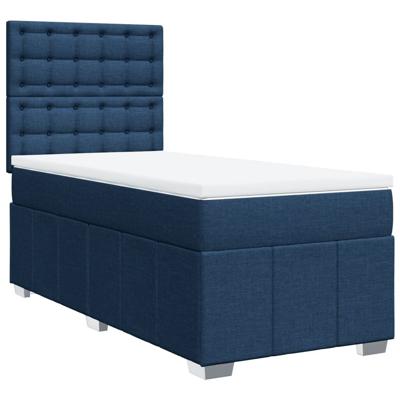 Boxspring met matras stof blauw 90x190 cm - thumbnail