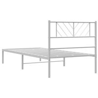 Bedframe met hoofdbord metaal wit 90x190 cm - thumbnail
