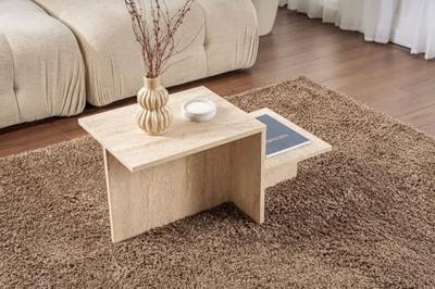 Salontafel - HARMONY - Rechthoekig - Travertin effect - 80 x 40 x 40 cm - thumbnail