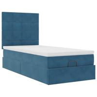 Ottoman bed met matrassen en LED's 90x200cm fluweel donkerblauw - thumbnail