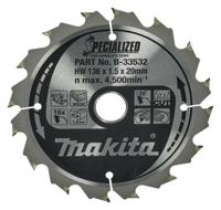 Makita SPECIALIZED B-33532 Hardmetaal-cirkelzaagblad 136 x 20 x 1 mm Aantal tanden: 16 1 stuk(s) - thumbnail