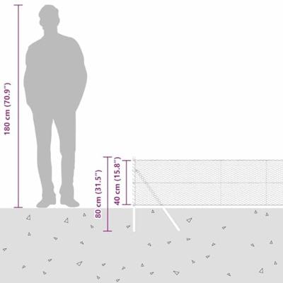 VidaXL Afrasteringspaal grijs 10 x 0,4 m (25 mm gaas) staal en pvc