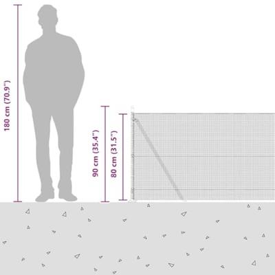 VidaXL Afrasteringspaal grijs 10 x 0,8 m (12 x 12 mm gaas)