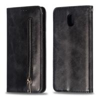 Kalf textuur rits magnetische horizontale Flip lederen case voor Galaxy J530 (J5 2017) met portemonnee & houder & card slots (zwart) - thumbnail