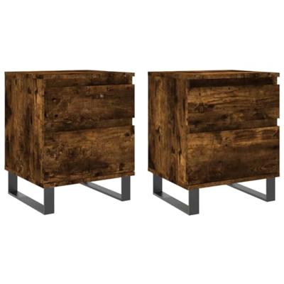 Nachtkastjes 2 st 40x35x50 cm bewerkt hout gerookt eikenkleurig