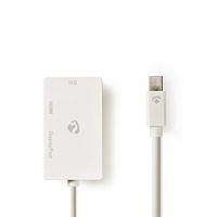 Mini DisplayPort-Kabel - DisplayPort 1.2 - Mini-DisplayPort Male - DisplayPort Female/DVI-D 24+1-Pins Female/HDMI Input - 21.6 Gbps - Vernikkeld - 0.20 m - Rond - PVC - Wit - Polybag - thumbnail