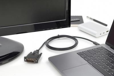 USB Type-C adapterkabel, Type-C naar DVI st/2.0m, 1080P@60Hz CE, sw, goud