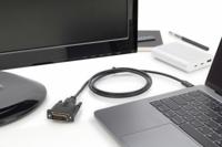 USB Type-C adapterkabel, Type-C naar DVI st/2.0m, 1080P@60Hz CE, sw, goud - thumbnail