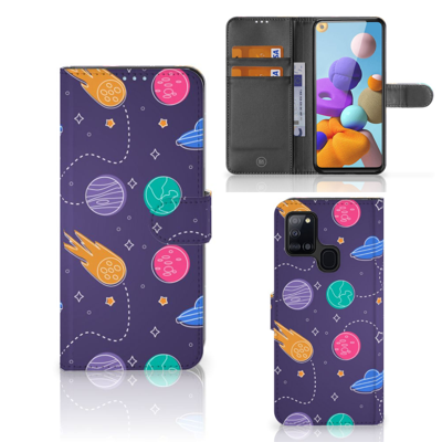 Samsung Galaxy A21s | Wallet Case | met Pasjes | Space Samsung Galaxy A21s | Wallet Case | met Pasjes | Space