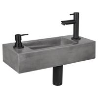 Fonteinset Differnz Jax Kraan en Afvoer Mat Zwart Ingebouwde Zeeppomp 42x18.5x9 cm Beton Differnz - thumbnail