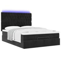 Ottoman bed met matrassen en LED's 140x200cm fluweel zwart - thumbnail