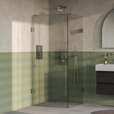 Brauer Void - Carving Douchecabine met Draaideur - Helder Glas - 90x90x200 cm - incl. Glascoating - PVD RVS-Kleurig Geborsteld