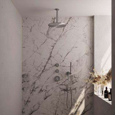 Regendoucheset Inbouw Brauer Brushed Carving Thermostatisch 30 cm met Plafondarm en Handdouche Staaf Losse Stopkranen Geborsteld RVS Brauer Regendoucheset Inbouw Brauer Brushed Carving Thermostatisch 30 cm met Plafondarm en Handdouche Staaf Losse Stopkranen Geborsteld RVS Brauer