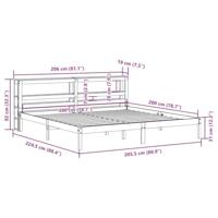 Bedframe met hoofdbord massief grenenhout wasbruin 200x200 cm - thumbnail
