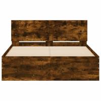 Bedframe met hoofdeinde gerookt eikenkleurig 135x190 cm - thumbnail