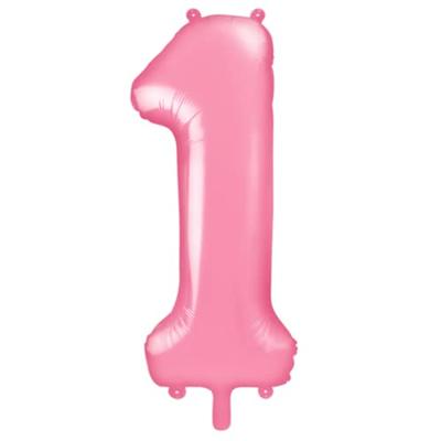 Folieballon cijfer 1 roze 86cm