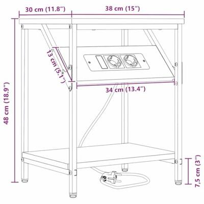 Nachtkastje 2 pcs Grijs sonoma 38 x 30 x 48 cm Bewerkt hout